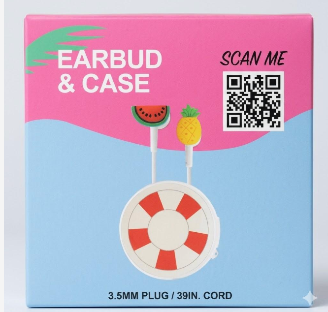 Wired Earbuds W/Case Pack Of 5