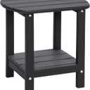 Outdoor Side Table 2 -Tier Adirondack Table HDPE Patio Side Table Weather Resistant End Table Small Outdoor Table (Black)