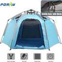 Portable Hexagon Kids Play Tent with LED Strip Lights Indoor Children Play House Easy Set-up Space Tent Dream Tent for Night.4-5 Person Birthday Gifts, Large