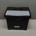 IRIS USA File Box with Lid File Organizer for Letter File w/Organizer-Lid, Plastic Mobile Filing Organizer, Water Resistant Document Box, Portable File Box with Handle, Secure Buckle, Lockable, Black