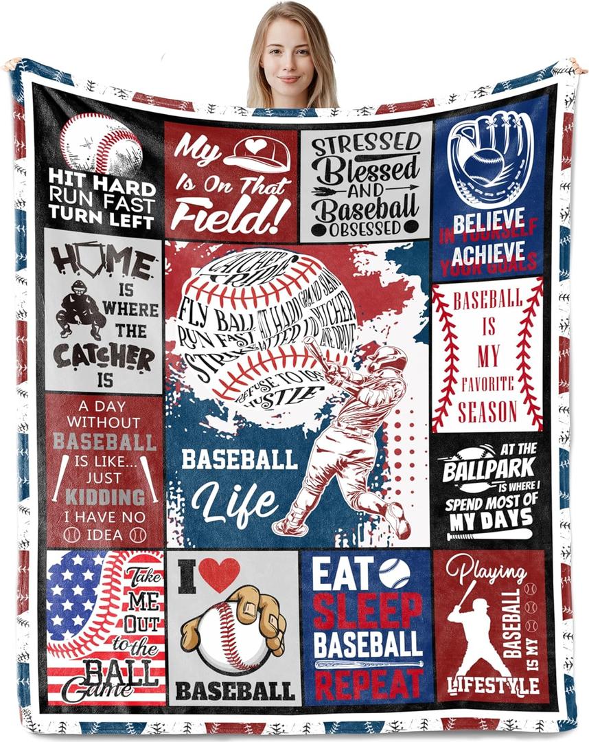 Nuritus Baseball Gifts, Baseball Gifts for Boys 8-12, Unique Baseballs Gift for Kids, Baseballs Gift for Men, Great Base-Ball Coach Presents, Cool Presents for Base-Ball Players Blankets 50"X60"
