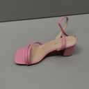 Shoe'N Tale Strappy Heels for Women Square Toe Chunky Block Heels Ankle Buckle Heeled Sandals(7, Pink)