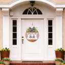 Easter Wreath for Front Door, Easter Bunny Rabbit Wreath with Bow Door Decoration for Home Wood Door Sign Hanger Decor Spring Welcome Farmhouse Rustic Holiday Home Hanging Decoration (Multicolor)