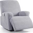 KinCam Recliner Covers, Stretch Reclining Chair Covers, Recliner Sofa Slipcovers Stripe Jacquard Recliner Couch Covers Furniture Protector Covers for Pet Kid (1 Seater, Silver Gray)