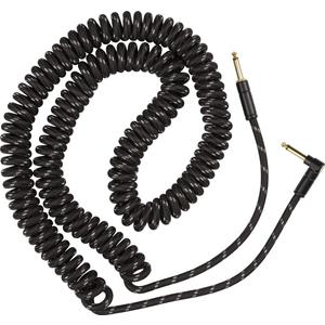 Fender Deluxe Series Coiled Instrument Cable, Guitar Cable, Guitar Accessories, Straight/Angle, Black Tweed, 30ft