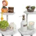Tikea Hexagonal Wood Riser for Display, 2-Pack Wood Farmhouse Riser for Kitchen Bathroom Counter Decor, Decorative Tray for Soap Dispenser, Decorations and Plant