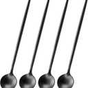 DEHOV 4 PCS 6.7 Inches Satin Black Stainless Steel 18/10 Coffee Spoons,Iced Tea Spoon,Espresso Stirring Spoons,Matte Black SS304 Teaspoons,Dessert Spoon,Long Coffee Spoons accessories