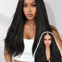 FAVE 26 Inch V Part Wig Glueless Layered Yaki Curly Half Wigs for Black Women Lightweight Synthetic Wigs Heat-Resistant Hair Replacement Wig Wear And Go