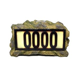 Natures Mark Solar Power Lighted House Numbers Address Sign - LED Illuminated Outdoor Resin Light Up House Number Sign Decor for Home Yard Street (Brick)