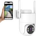 6MP TUYA Security Camera Outdoor, 2.4G/5G WiFi Cameras for Home Security 24/7 Recording, Pan-Tilt 360 View, Color Night Vision,Two-Way Audio, Auto Tracking & Light Alarm, Plug-in cam, Cloud/SD/IP66