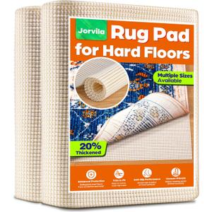 Jorvila Non-Slip Rug Pad Gripper 8x10 Feet, Anti Skid Mat for Under Area Rugs, Keeps Rugs in Position and Safe, Thick Cushioned Carpet Pad for Hardwood Floors Protection
