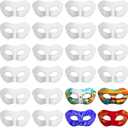 Leyndo 24 Pcs Paper Mache Masks Half Face White Masquerade Mask DIY Blank Mardi Gras Halloween Cosplay Party (Modern Style)