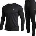 Spyder Mens Thermal Underwear Set - 2 Piece Soft Stretch Fleece Lined Thermal Shirt and Long Johns for Men Base Layer Set (Small, Black)