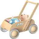 HOMEKOL Wooden Baby Walker, Baby Walker, Adjustable Speed for Boys and Girls, Baby Activity Center, Birthday, Christmas and New Year's Gift, Natural Wood Color