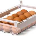 BINO | Pull-out Egg Holder Organizer | THE HANGER COLLECTION | Fridge Egg Drawer Organizer | Clear Egg Holder Tray for Refrigerator and Pantry | 18 Eggs Shelf Holder Storage Drawer