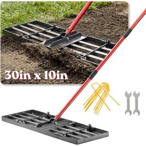Zenhosit Lawn Leveling Rake - Lawn Leveler with 78" Adjustable Steel Handle, 30"x10" Ground Plate for Yard, Grass, Level Soil, Dirt Ground or Golf Field