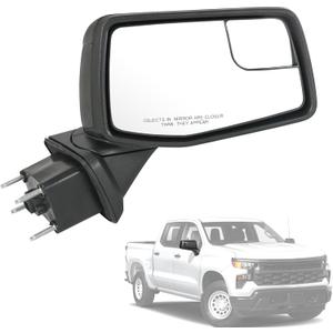 Door Mirror Passenger Right Side Replacement For Chevy Silverado 1500 2019-2024, Replace GM1321583 Black 7Pins