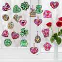 Newtay 72 Pcs Valentines Day Suncatchers Paper Crafts DIY Heart Shaped Window Stained Glass Effect Paper Kits St. Patricks Day Easter Crafts for Home Decor Valentine Art Supplies
