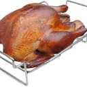 Rib Racks for Big Green Egg, Turkey Roasting Rack Smoking and Grilling Rib Rack, Big Green Egg Accessories, for Large and XLarge Big Green Egg,18" or Bigger Kamado Grill, Stainless Steel