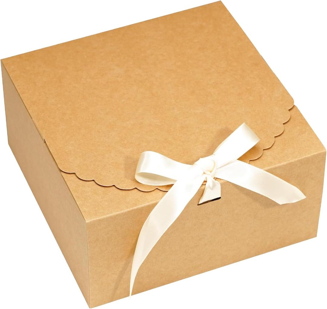 UnicoPak 14 Pack 8x8x4 Brown Gift Boxes with Lids for Presents Cardboard Kraft Gift Boxes Bulk for Gifts Birthday Wedding Party Bridesmaid Proposal Box Christmas