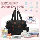 Pritent Diaper Bag Tote - Diaper Baby Bags with Pacifier Case, Shoulder Straps, Stroller Clips, Waterproof Large Mommy Maternity Travel Baby Bag for Mom and Dad, Medium, Black
