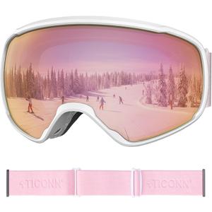 TICONN Ski Goggles Anti-Fog, UV Protection OTG Snowboard Goggles, Compatible with Helmets for Men Women
