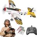 BEZGAR RC Plane, Drones for Kids, 6-axis Gyro Remote Control Airplane, RC Helicopter, Easy Control for Beginners Toys with Colorful LED Navigation Lights Yellow