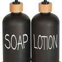 Black Soap Dispenser Bathroom Set, Set with Glass Dispenser, Bamboo Pumps & Tray. Hand and Lotion Suitable for Farmhouse Dec