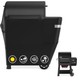 Utheer Grill Cover for Weber Searwood 600 Pellet Grill, Heavy Duty 600D Waterproof Fabric Grill Cover for Weber 3400145, Black