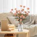6PCS Mums Artificial Flowers with Vase - Small Silk Fake Flowers Suitable for Vase Bedroom Dining Room Living Rooms Decor Home Table Decor