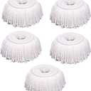 5 PCS Microfiber Replacement Mop Head Spin Mop Head Replacement 5-Pack, Microfiber Refill Heads Universal for 360 Spin Magic Mopping, Round Shape Standard Size White
