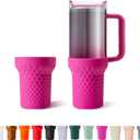 Silicone Boot Cover for Stanley Cup Accessories,Silicone Water Bottle Sleeve for Stanley Quencher H2.0 and Quencher Adventure Tumbler 40 oz Cup - Water Bottle Cover (Rose Red, 40oz) (Hot Pink)