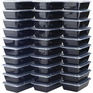 GoodCook Meal Prep Rectangle Single Compartment 30 units, Black, BPA Free