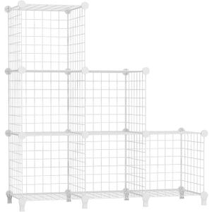 AWTATOS Wire Cube Storage Organizer, Closet Organizers and Storage, Metal 6 Cube Storage Shelves Bookshelf, Portable Closet Clothes Organizer for Bedroom, Home, Office, White