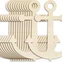 Anglechic 12 Pack 12 Inch Blank Anchor Cutout Unfinished Wood Anchor Slices Wooden for Crafts Summer Shaped Ornaments Door Hanger Decor for Summer Home Party Decoration Craft Project