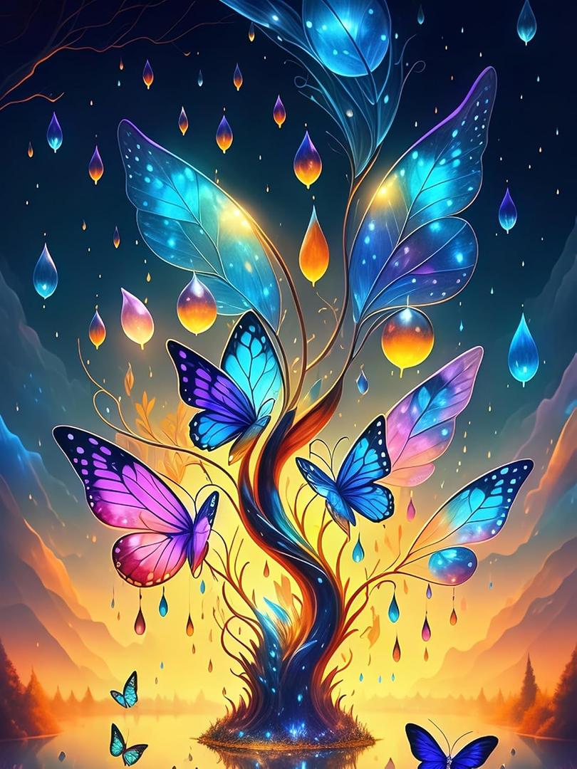 2 x DIYGEMDOT 5D Tree of Life Diamond Art Kits for Adults, Colorful Butterfly Tree Diamond Painting Sets for Adults Beginners, Full Round Drill Dot DIY Gem Art Crafts Home Wall Decor & Gift - 12x16 Inches