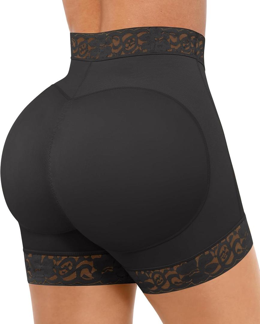FeelinGirl Butt Lifter Panties Hip Enhancer Shapewear Tummy Control Body Shaper Shorts (Small, Black)
