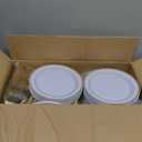 WELLIFE 600 PCS Gold & White Disposable Dinnerware Set for 100 Guests White Plastic Plates with Gold Rim, Dinner & Salad Plates, Cups, Forks, Knives & Spoons for Weddings & Elegant Events