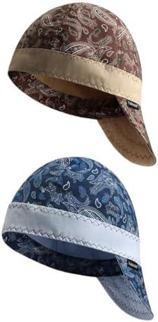 Fullsheild Reversible Welding Cap Flame Resistant CAT 2 Protective FR Welder Hats 6 Pannel Lightweight Printed for Men Women