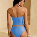 WDIRARA Women's 2 Piece Tankini Set Bandeau Strapless Bathing Swimsuit (XL)