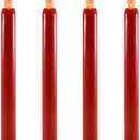 LumaBase Battery Operated Taper Candles, Red - Set of 4