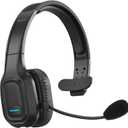 Bluetooth Headset for Truck Drivers, Single Ear Wireless Headphone with Noise Cancelling Mic, Mute Button, Hands-Free Calling, 60H Battery Life for Call Center, Office & Mobile Phone