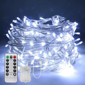 33 FT 100 LED Fairy Lights USB Battery Operated Clear Wire with Remote Control, 8 Modes String Lights with Timer Starry Twinkle Lights for Indoor Bedroom Party Christmas, Cold White