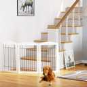 Spirich Freestanding Wire Pet Gate for Dogs, 60 inches Extra Wide, 30 inches Tall Dog Gate for The Houes, Doorway, Stairs, Pet Puppy Safety Fence, White 3 Panels