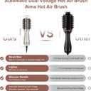 Aima Beauty Small Auto Dual Voltage Hair Dryer Brush Cool Shot Hot Air | Travel 2 Inch Oval Barrel Lift Hair Root Negative Ionic Frizz-Free Straightening/Volumizing/Detangle/Drying Champagne Silver