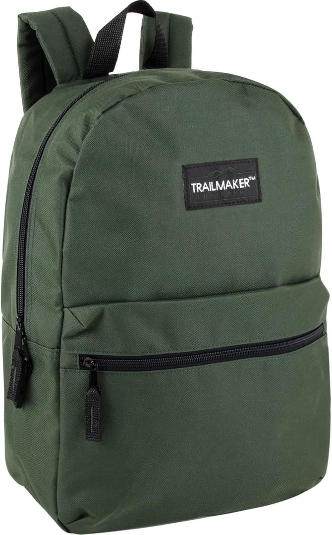 Trail maker Classic 17 inch Backpacks with Adjustable Padded Straps | School Backpacks for Girls, Boys (Green)