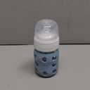 Lifefactory 8-Ounce Wide Neck Glass Baby Bottle with Protective Silicone Sleeve and Hard Sippy Spout, Denim (LG2221WDE4)