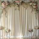 Ivory Backdrop Curtains for Wedding Parties, 10x7FT Wrinkle Free Photo Backdrop Curtains for Wedding Birthday Party Baby Shower, Fabric Drape with Rod Pockets 5ft x 7ft, 2 Panels