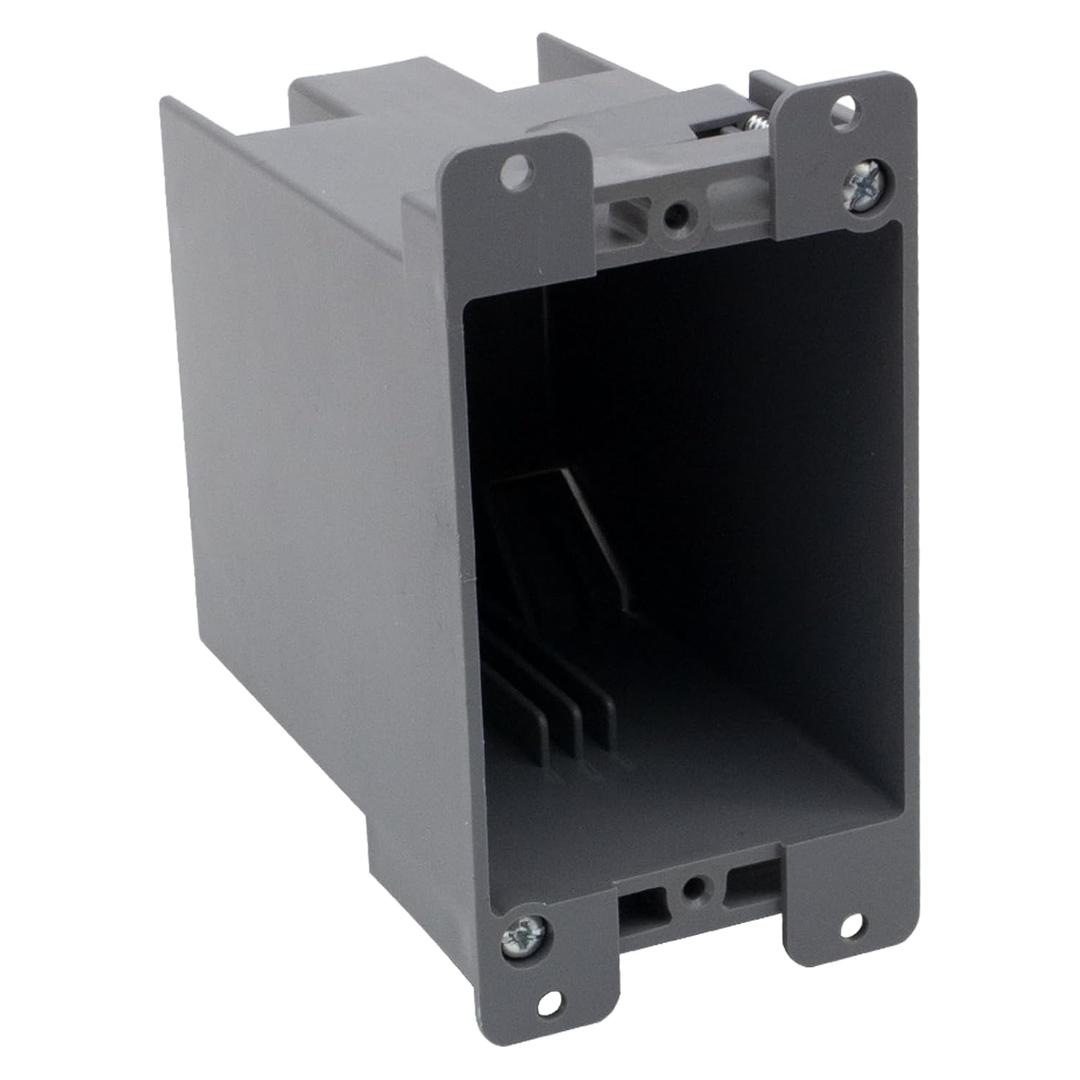 1 Gang Electrical Outlet Box 20 cu.in.,Single Gang Gray PVC Old Work outle Box with ETL Certified for Home Improvement, 1 Pack