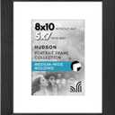Americanflat 8x10 Picture Frame with Shatter-Resistant Glass - Use as 5x7 Frame with Mat or Display 8x10 Photo Without Mat - Hudson Collection - Wide Picture Frames for Tabletop and Wall - Black